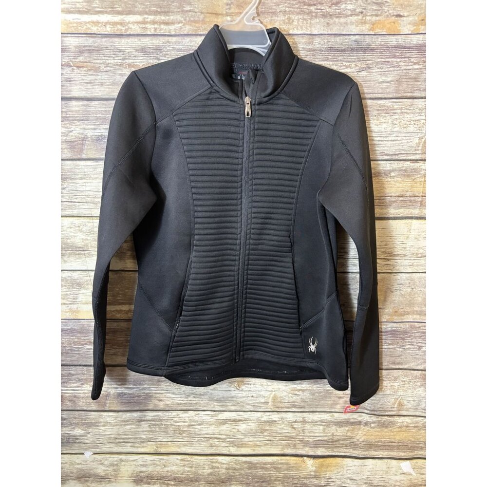 Spyder Ladies Venom Full-Zip Jacket M‎ Medium Black Ribbed Zip Pockets - Picture 2 of 6